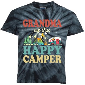 Grandma Of Happy Camper First Birthday Camping Family Kids Tie-Dye T-Shirt