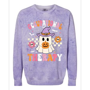 Groovy Ot Halloween Occupational Therapy Halloween Ot Ghost Colorblast Crewneck Sweatshirt