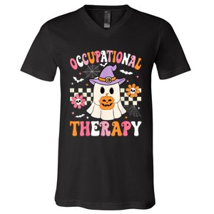 Groovy Ot Halloween Occupational Therapy Halloween Ot Ghost V-Neck T-Shirt