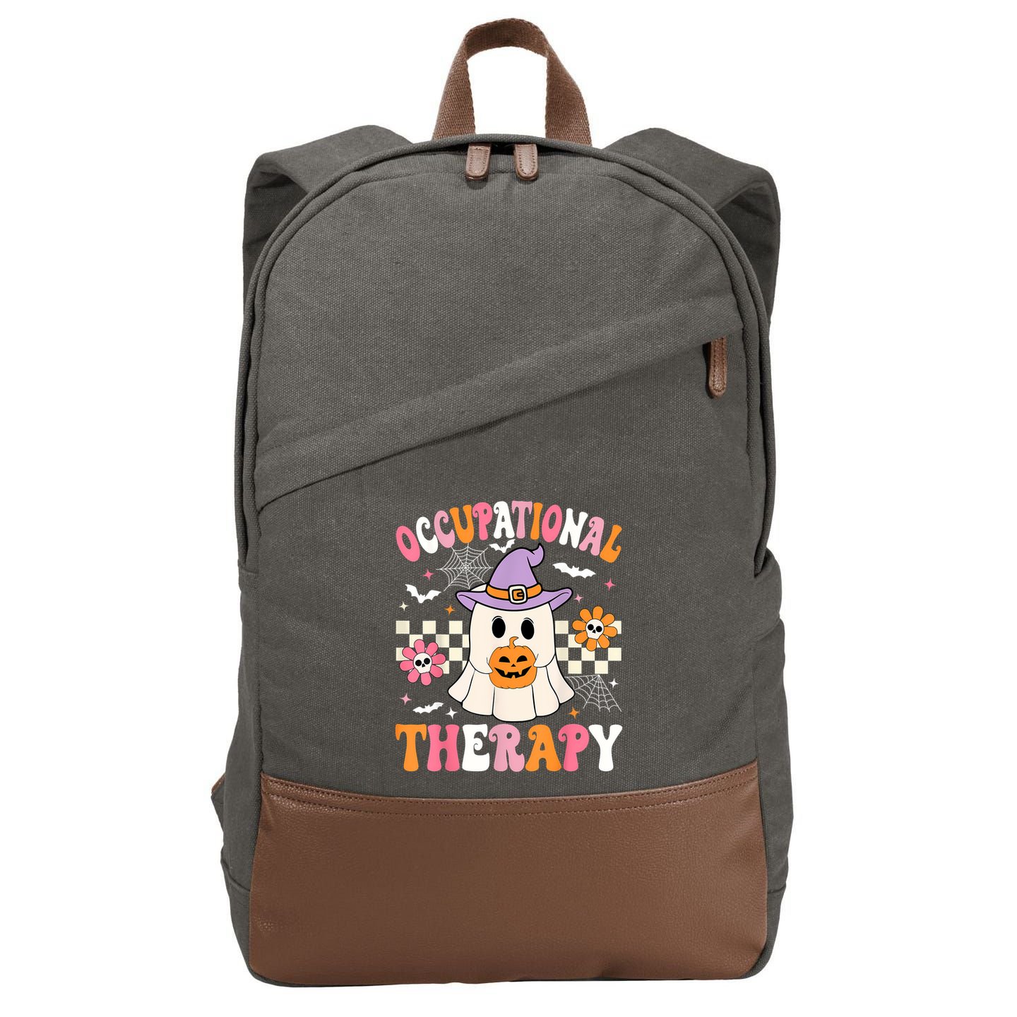 Groovy Ot Halloween Occupational Therapy Halloween Ot Ghost Cotton Canvas Backpack