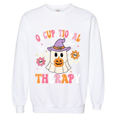 Groovy Ot Halloween Occupational Therapy Halloween Ot Ghost Garment-Dyed Sweatshirt