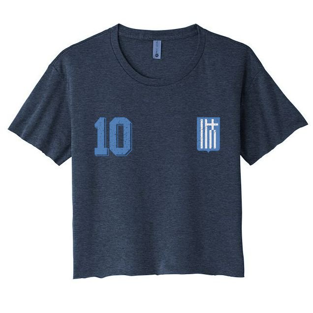 Greece Or Hellas Design In Football Soccer Style Crop Top