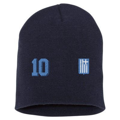 Greece Or Hellas Design In Football Soccer Style Short Acrylic Beanie