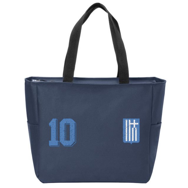Greece Or Hellas Design In Football Soccer Style Zip Tote Bag