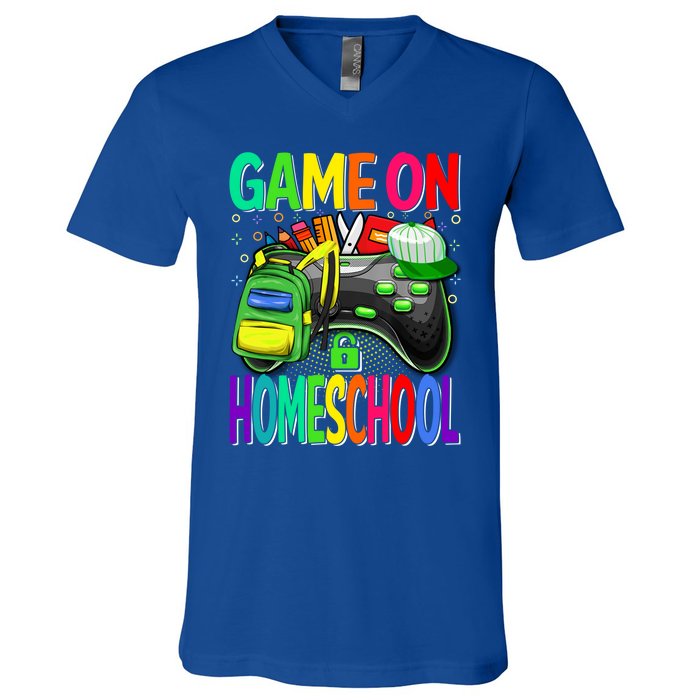 Game On Homeschool Back To School Homeschool Level Unlocked Meaningful Gift V-Neck T-Shirt