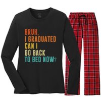 Graduate Outfit Idea Party Class Of 2025 Funny Graduation Women's Long Sleeve Flannel Pajama Set 