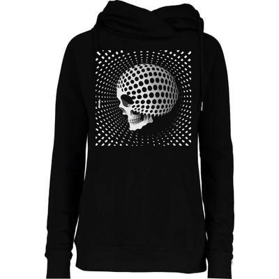 Graphic Optical Illusion Skull Womens Funnel Neck Pullover Hood