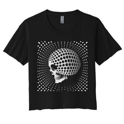 Graphic Optical Illusion Skull Crop Top
