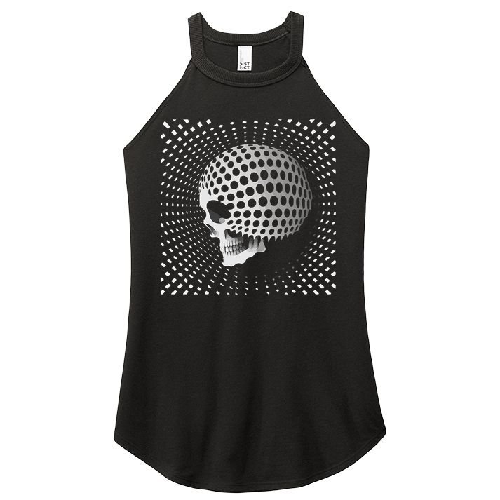 Graphic Optical Illusion Skull Women's Perfect Tri Rocker Tank