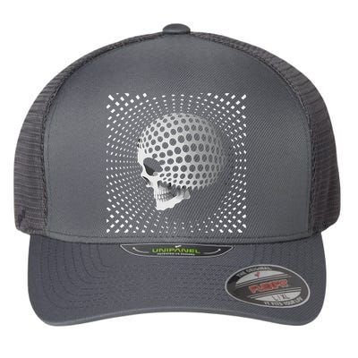 Graphic Optical Illusion Skull Flexfit Unipanel Trucker Cap