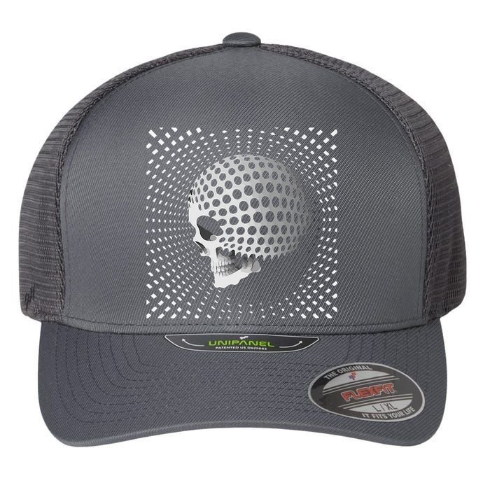Graphic Optical Illusion Skull Flexfit Unipanel Trucker Cap