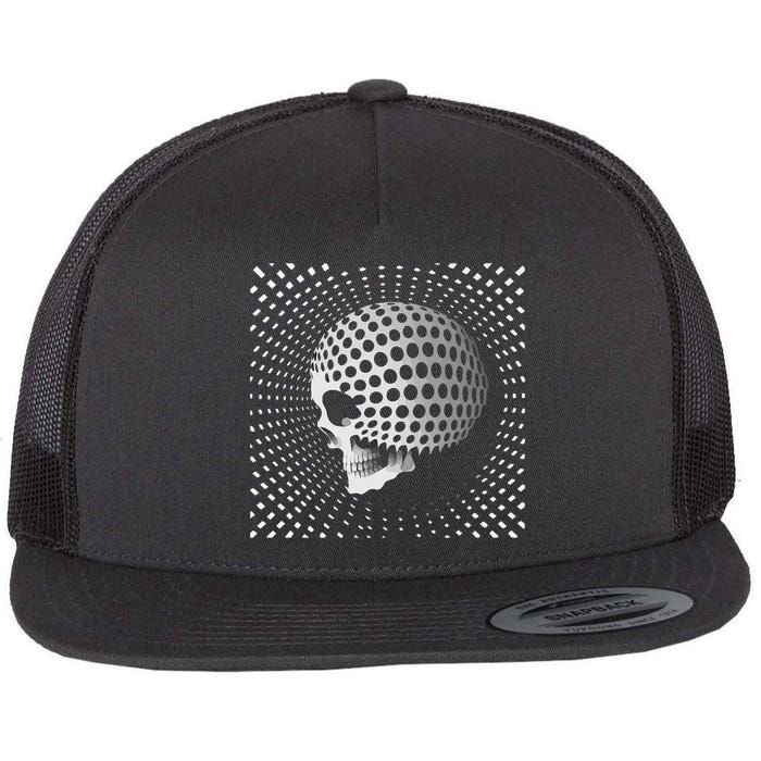 Graphic Optical Illusion Skull Flat Bill Trucker Hat