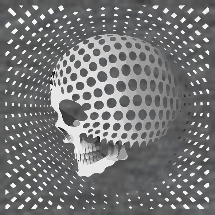 Graphic Optical Illusion Skull Flat Bill Trucker Hat