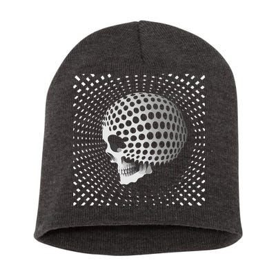 Graphic Optical Illusion Skull Short Acrylic Beanie