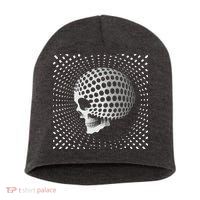 Graphic Optical Illusion Skull Short Acrylic Beanie