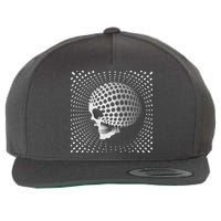 Graphic Optical Illusion Skull Wool Snapback Cap