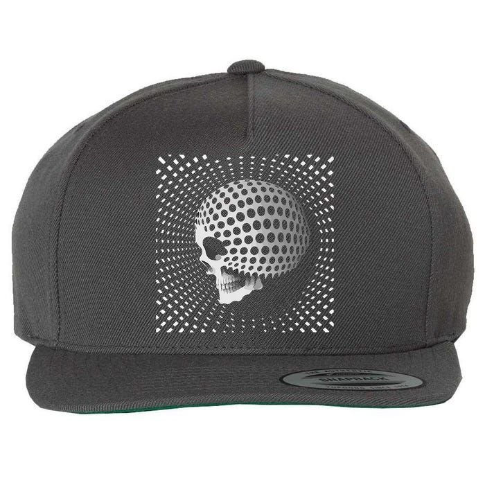 Graphic Optical Illusion Skull Wool Snapback Cap