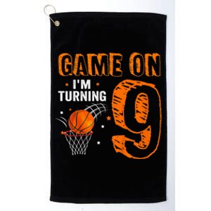 Game On Im Turning 9 Basketball 9th Birthday Boy Platinum Collection Golf Towel