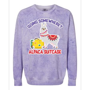 Going Somewhere Alpaca Suitcase Colorblast Crewneck Sweatshirt