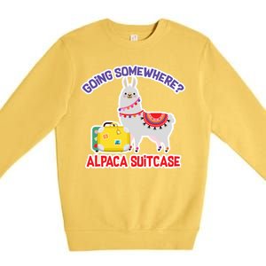 Going Somewhere Alpaca Suitcase Premium Crewneck Sweatshirt