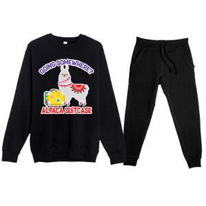 Going Somewhere Alpaca Suitcase Premium Crewneck Sweatsuit Set