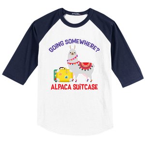 Going Somewhere Alpaca Suitcase Baseball Sleeve Shirt