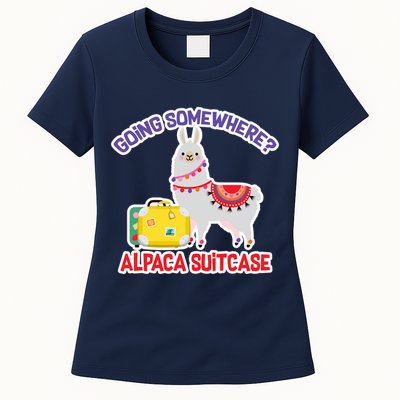 Going Somewhere Alpaca Suitcase Womens T-Shirt