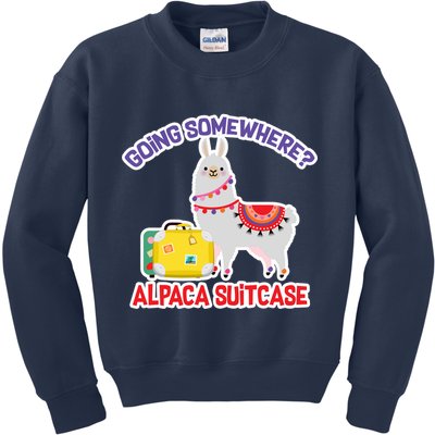 Going Somewhere Alpaca Suitcase Kids Sweatshirt
