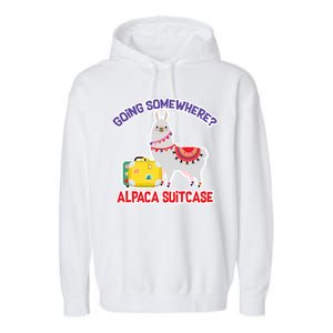 Going Somewhere Alpaca Suitcase Garment-Dyed Fleece Hoodie