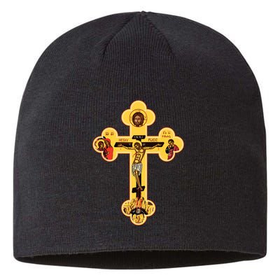 Greek Orthodox Jesus Christ Cross Icon Sustainable Beanie