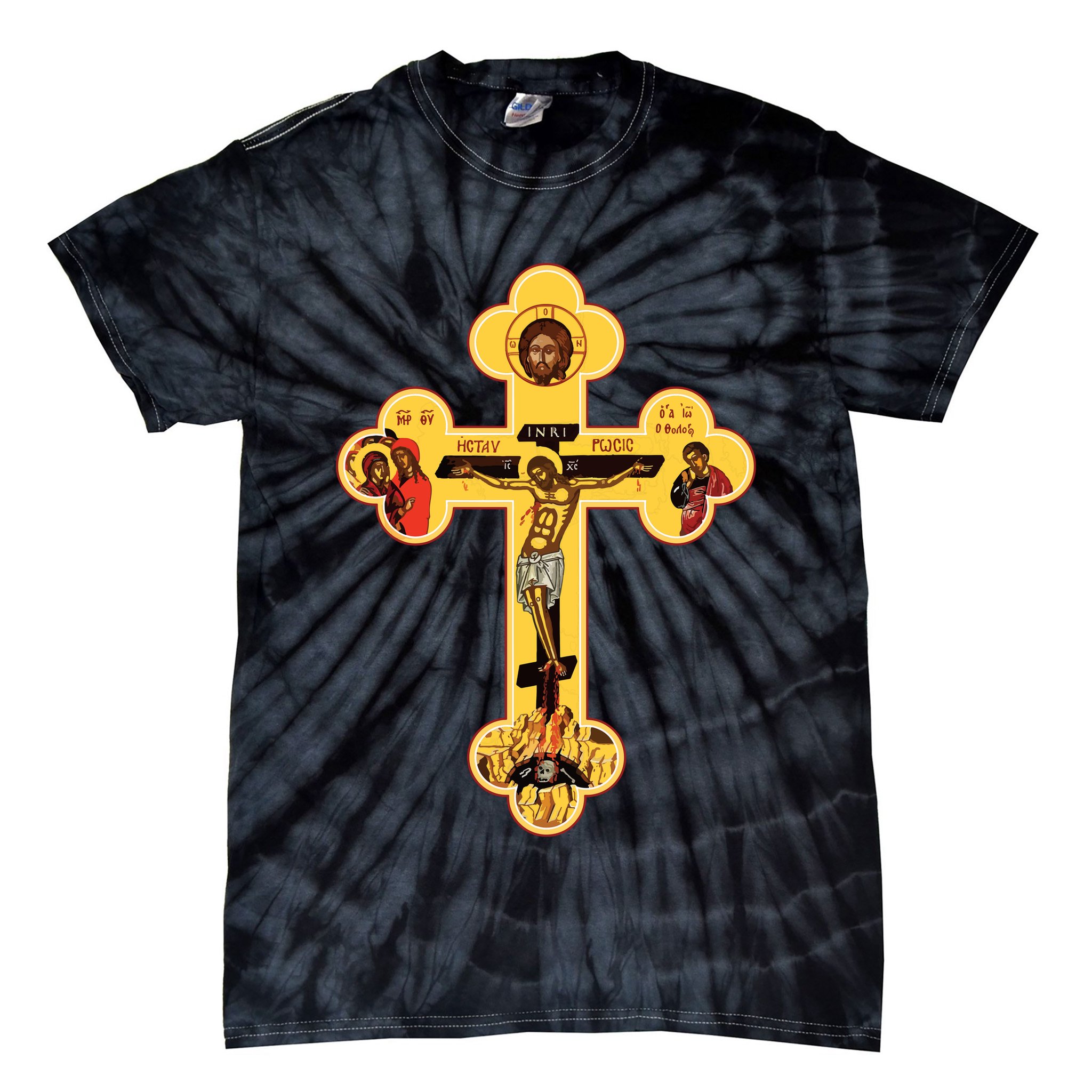 Greek Orthodox Jesus Christ Cross Icon Tie-Dye T-Shirt