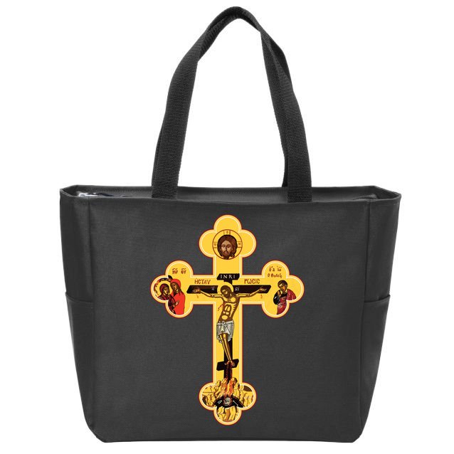 Greek Orthodox Jesus Christ Cross Icon Zip Tote Bag