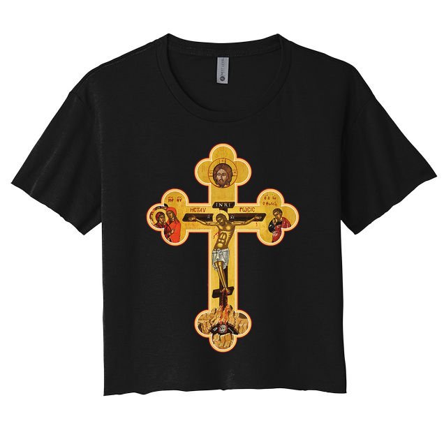 Greek Orthodox Jesus Christ Cross Icon Crop Top
