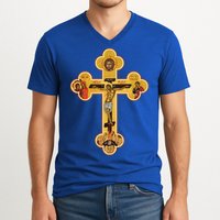 Greek Orthodox Jesus Christ Cross Icon V-Neck T-Shirt