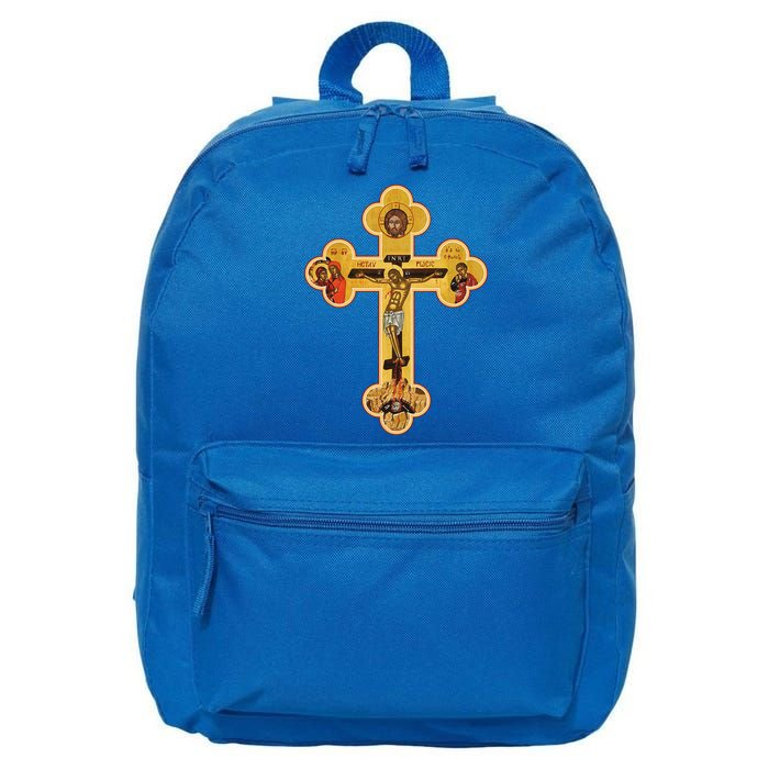 Greek Orthodox Jesus Christ Cross Icon 16 in Basic Backpack