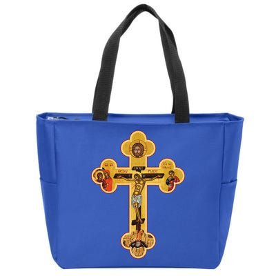 Greek Orthodox Jesus Christ Cross Icon Zip Tote Bag