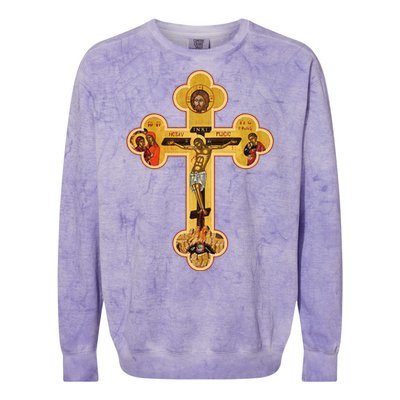 Greek Orthodox Jesus Christ Cross Icon Colorblast Crewneck Sweatshirt