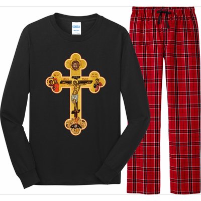 Greek Orthodox Jesus Christ Cross Icon Long Sleeve Pajama Set