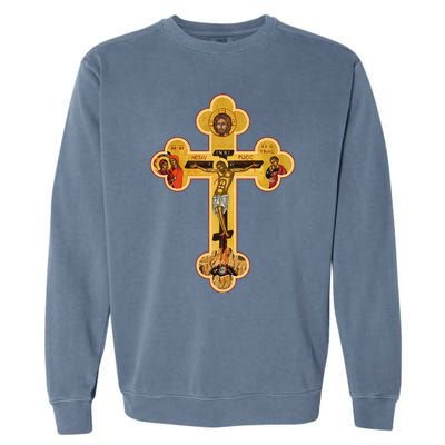 Greek Orthodox Jesus Christ Cross Icon Garment-Dyed Sweatshirt