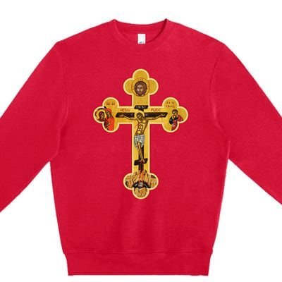 Greek Orthodox Jesus Christ Cross Icon Premium Crewneck Sweatshirt