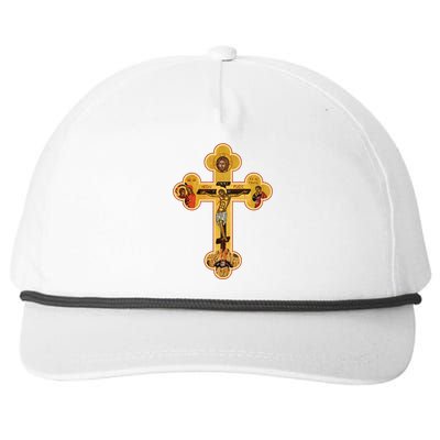 Greek Orthodox Jesus Christ Cross Icon Snapback Five-Panel Rope Hat