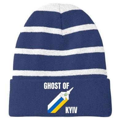 Ghost Of Kyiv Ukraine Fighter Pilot Legend Striped Beanie with Solid Band