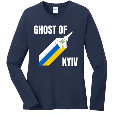 Ghost Of Kyiv Ukraine Fighter Pilot Legend Ladies Long Sleeve Shirt