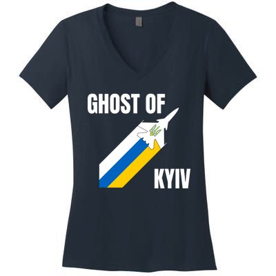 Ghost Of Kyiv Ukraine Fighter Pilot Legend Women's V-Neck T-Shirt