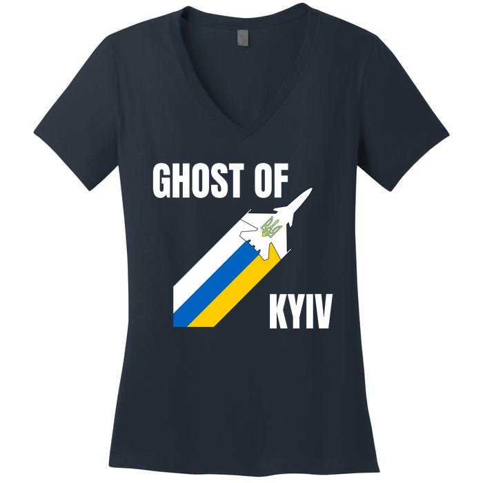 Ghost Of Kyiv Ukraine Fighter Pilot Legend Women's V-Neck T-Shirt