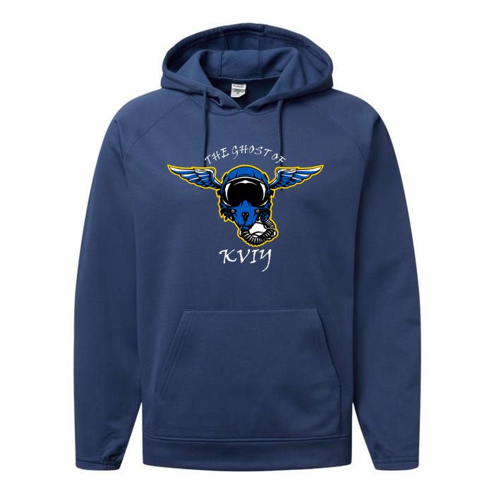 Ghost Of Kyiv Ukraine Fighter Pilot Mask Legend Performance Fleece Hoodie