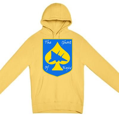 Ghost Of Kyiv Ukraine Fighter Pilot Legend Emblem Premium Pullover Hoodie