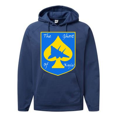 Ghost Of Kyiv Ukraine Fighter Pilot Legend Emblem Performance Fleece Hoodie