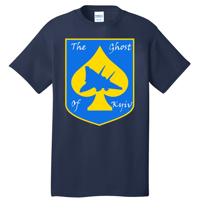 Ghost Of Kyiv Ukraine Fighter Pilot Legend Emblem Tall T-Shirt