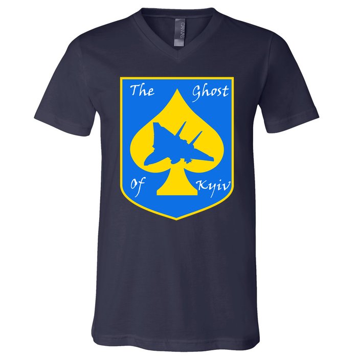 Ghost Of Kyiv Ukraine Fighter Pilot Legend Emblem V-Neck T-Shirt